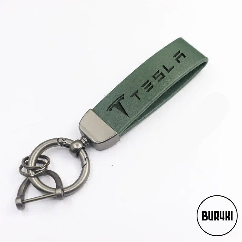 Tesla Leather Keychain