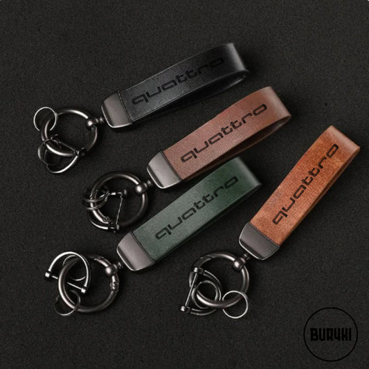 Audi Quattro Leather Keychain