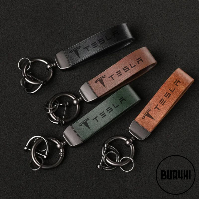 Tesla Leather Keychain