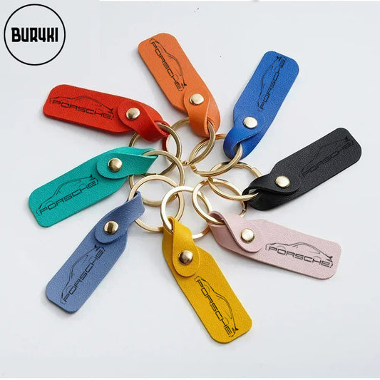 Porsche Leather Keychain