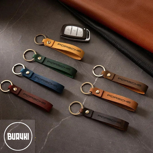 Porsche Leather Keychain