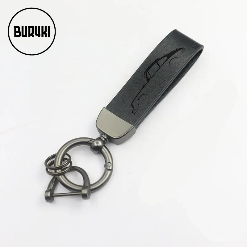 Porsche 911 Silhouette Leather Keychain