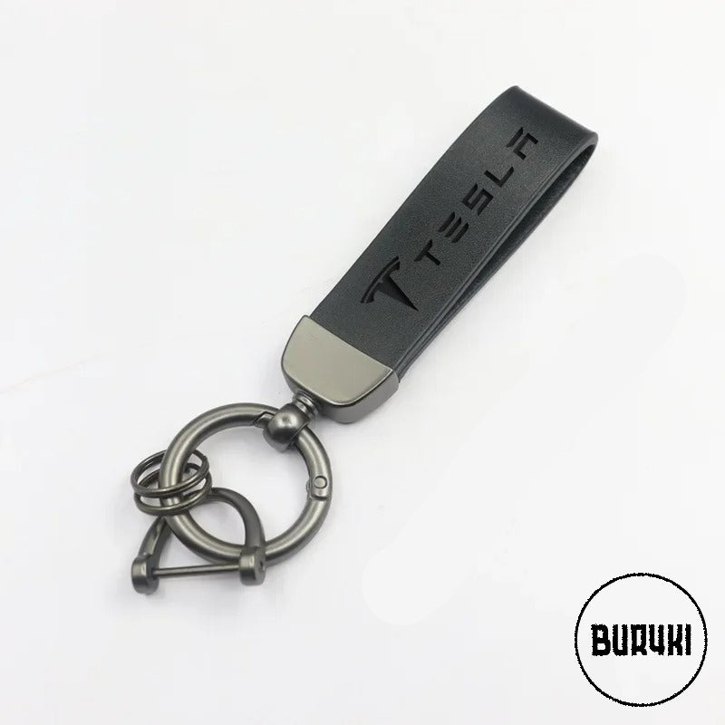 Tesla Leather Keychain