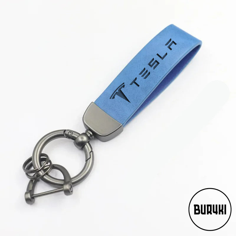 Tesla Leather Keychain