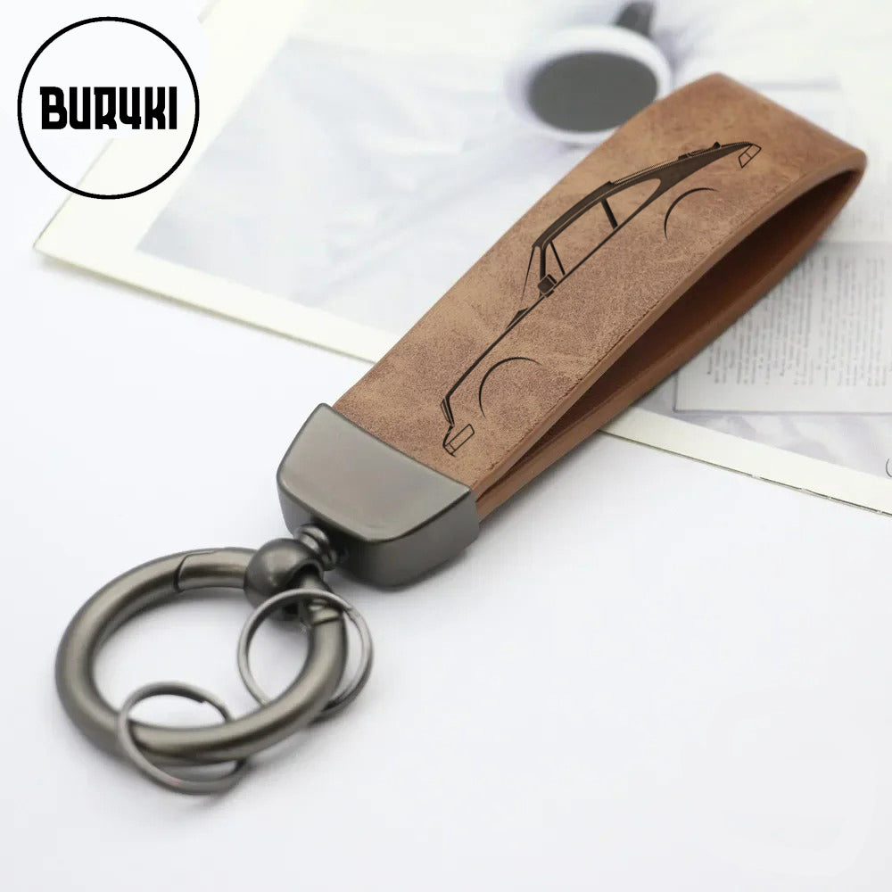 Porsche 911 Silhouette Leather Keychain
