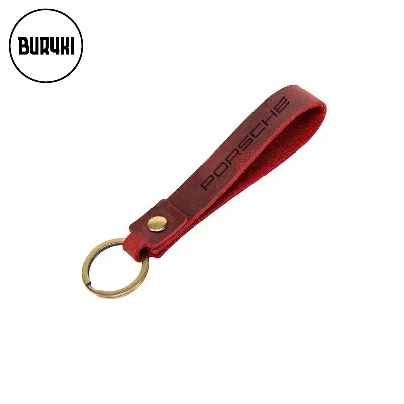Porsche Leather Keychain