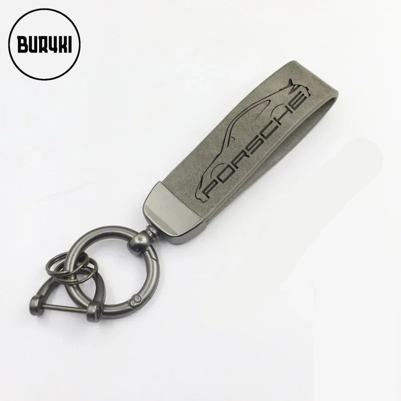 Porsche 911 Silhouette Leather Keychain