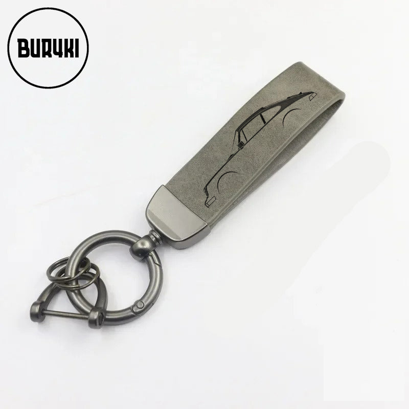 Porsche 911 Silhouette Leather Keychain