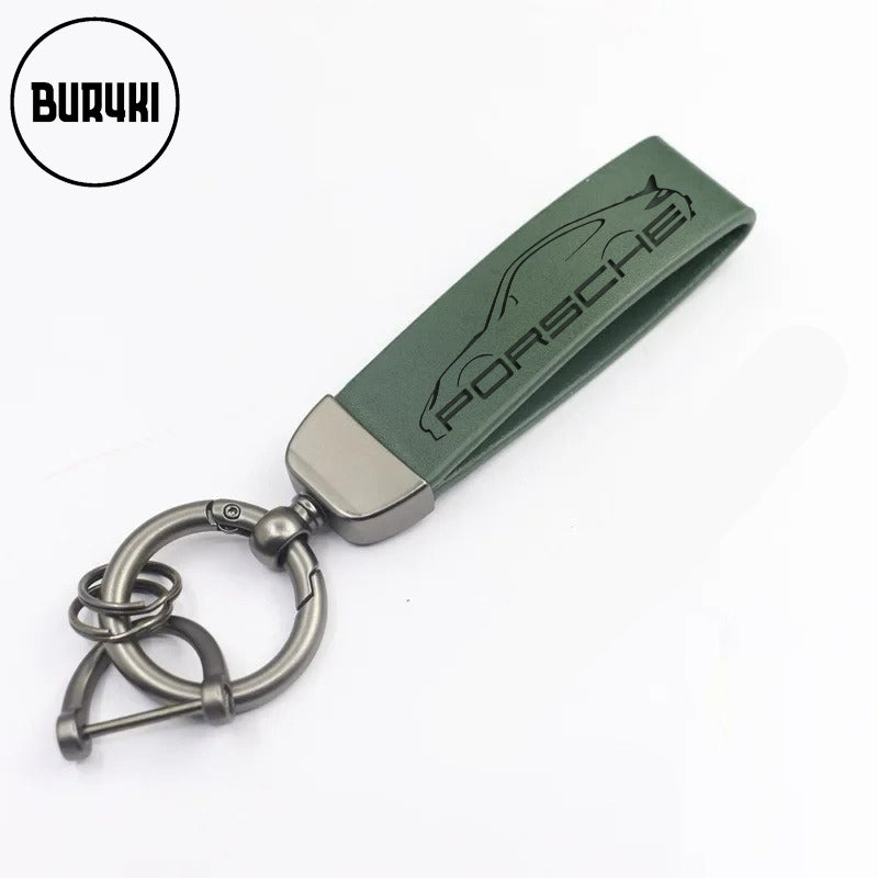 Porsche 911 Silhouette Leather Keychain